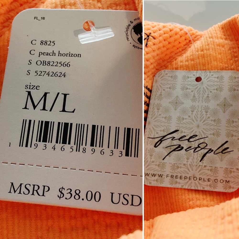 NWT FREE PEOPLE Seamless Short in Peach Horizon Size Med/Large - Picture 11 of 16
